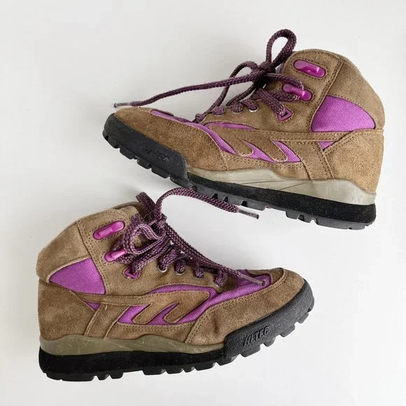 Vintage Hi-Tec | Brown Purple Leather Hiking Sneaker / Ankle Boot | 6.5 - Picture 2 of 9